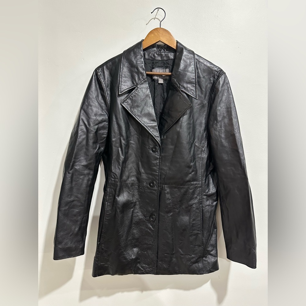 WILSONS LEATHER Black 100% Leather Oversized Jacket Size XL